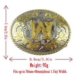 LKMY Men's Belt Buckle, 3D Golden Letter Alphabet Initial Carving Belt Buckle A-Z Western Vintage Style Cowboy Belt Buckles Jeans Accessories for Men Women Father's Day Christmas, Gold W
