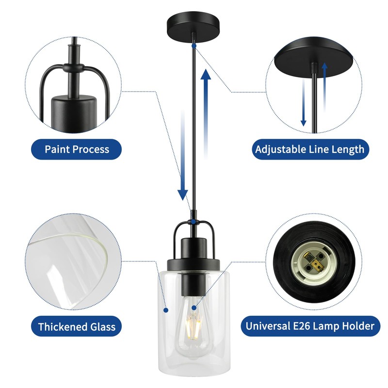 SEABLE Pendant Light Kitchen Island 3 Pack, Modern Hanging Light