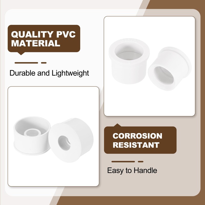 sourcing map 10 Pcs PVC DWV Reducer Bushing 2" x