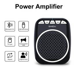 SHIDU Voice Amplifier, 10W Speaker with Microphone Headset Protable Rechargeable PA System Support Bluetooth TF U Disk Playback for Teacher, Speech, Training, Meeting, Tour Guide, Classroom