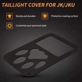 MEALAM Tail Light Cover Compatible with Jeep Wrangler JK/JKU 2007-2018, Taillight Cover Guard with Dog Paw Shape Decorative Protector Exterior Accessories (1 Pair)