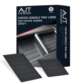 AJT DESIGN Center Console Tray Liner for Toyota Tundra (2022+) & Sequoia (2023+) | Non-Slip Mat & Anti-Rattle Center Console Organizer Tray - 2 Piece | Easy Installation-Made in USA