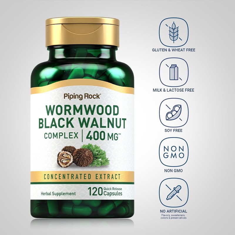 Piping Rock Wormwood Black Walnut Capsules 400mg | 120 Count