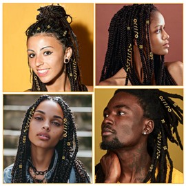 Nogeqi 18PCS Gold Hair Rings for Braids Hair Cuffs for Braids Gold Hair Jewelry for Braids Braid Jewelry for Box Braids Multiple Styles Braid Charms for Women Dreadlock Accessories Hair Decoration
