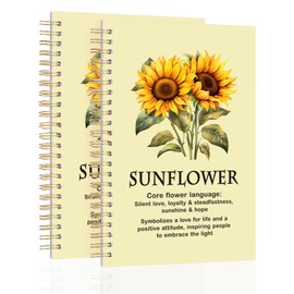 2 Pcs Spiral Journal Notebook for Women Men with 100 Pages, A5 College Ruled Hardcover Notebook for Office School Home,Twin-Wire Binding Notebook for Work and Study Flower Series Notebook Sunflower