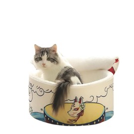 SSDHUA Cat Nest Instant Noodle Shape Cat House Fun Cave Type Closed Cat House Warm and Comfortable Cat and Dog Nest Removable Multi-Shape Cat and Dog Nest (M,White)