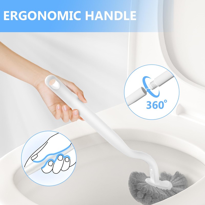 Cinola Toilet Brush and Holder Set, Wall Mounted Toilet Bowl