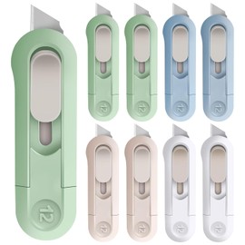 DIYSELF 8 Pack Mini Box Cutters, Safety Box Cutter, Box Opener, and Retractable Utility Knife with Sharp Blades, Package Opener for Envelopes, Mail, Office, Home, and School