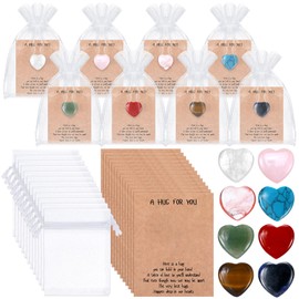 Motiskyy 40 Sets Pocket Hug Token Christmas Gift Bulk Hug Cards with Heart Shape Natural Stones Keepsake Exchange Relationship Cards for Colleagues Family Distance Social Celebration of Life(Pastel)