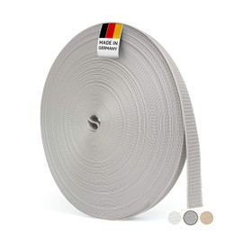 BAUHELD® 50 m Roller Shutter Belt, 14 mm 23 mm [Made in Germany] - Suitable for Roller Shutters on Doors and Windows [High Tear Resistance and UV Stability] - Roller Shutter Belt Roll in Grey, White, Beige