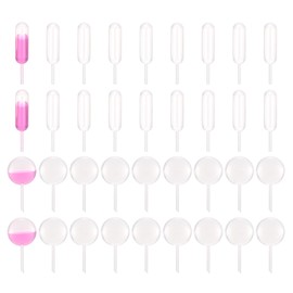 PATIKIL Cupcakes Pipettes, 100 Pcs 4ml Disposable Plastic Dessert Pipettes Strawberry Pipettes Squeeze Transfer Pipettes Droppers for Cupcakes Mini Cakes Desserts, Clear, Dropper/Round