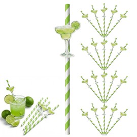 20Pcs Margarita Themed Paper Straws, Bachelorette Party Decorations, Mexican Fiesta Bridal Shower Supplies, Eco-Friendly Disposable Straws