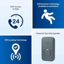 Mobile System Medical Alert Necklace, Wearable Help Button | Waterproof | GPS Location | 24/7 Emergency Assistance | No Cellular Contract Required | Optional Fall Detection | Lanyard & Belt Clip