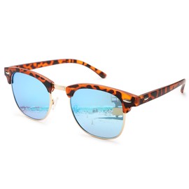 Pro Acme Polarized Sunglasses for Men Women Semi-Rimless Retro Classic Driving Sun Glasses UV400 Protection(Tortoise Glod/Blue Lens)
