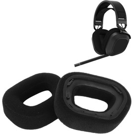 CYSFETENA HS80 Ear Pads, Fleece and Sponge Material HS80 RGB Headphones Replacement Ear Pads, Black HS80 Wireless Ear Pads for Ear Cups Repair Parts