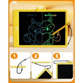 Bravokids Toys for 3-6 Years Old Girls Boys, LCD Writing Tablet 10 Inch Doodle Board, Electronic Drawing Tablet Drawing Pads, Educational Birthday Gift for 3 4 5 6 7 8 Years Old Kids Toddler (Yellow)