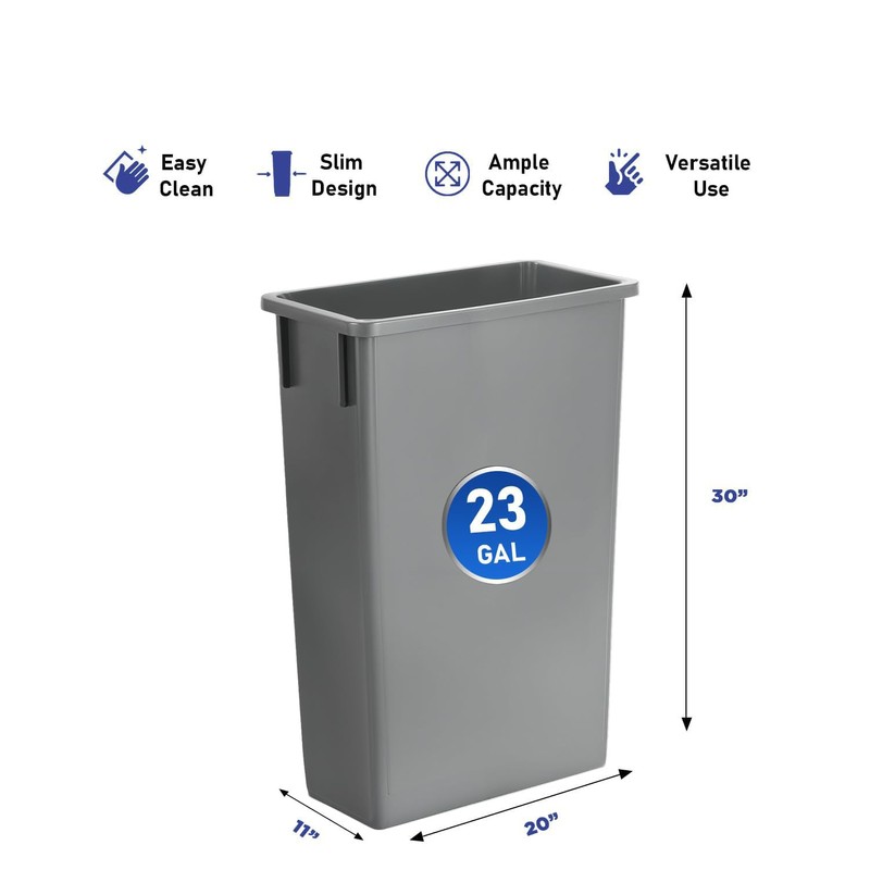 Plexon 23-Gallon Trash Can– Tall, Narrow Rectangular Garbage Bin for
