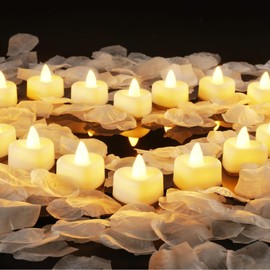 Homemory Rose Petals and Candles Set for Romantic Decorations Special Night, 2000 Pcs Ivory Rose Petals with 24 Pcs LED Heart Candles Lights for Proposal, Anniversary, Birthday, Wedding Decor