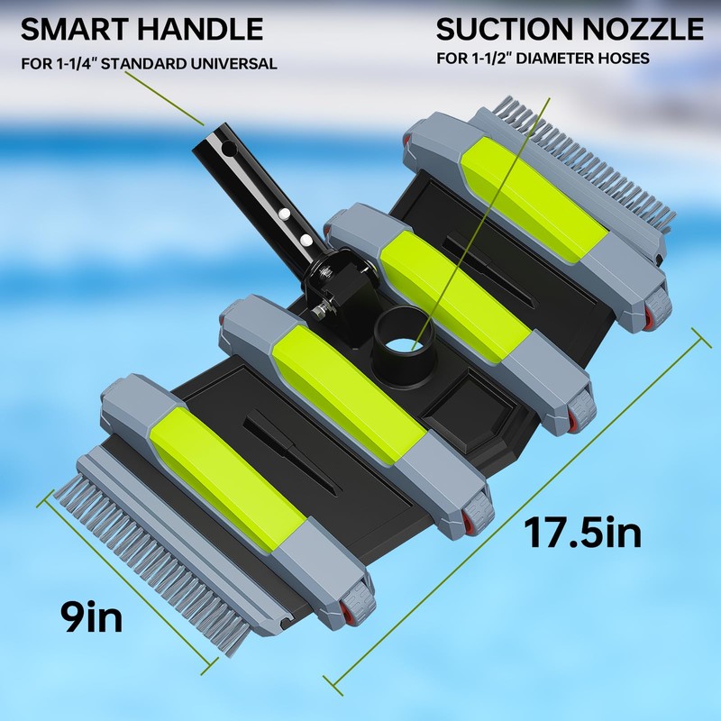 Sepetrel Heavy Duty Pool Vacuum Head with Wheels & Aluminum