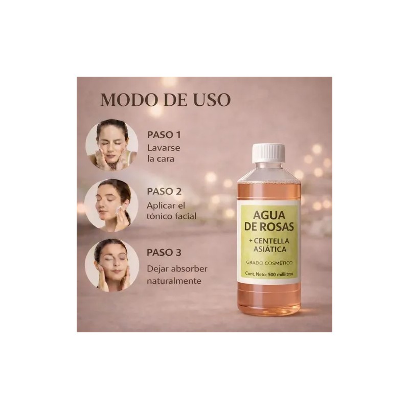 Agua De Rosas + Centella Asiática 500ml Tónico Facial Natura
