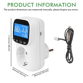 Temperature Controller, 230 V Digital Temperature Controller Sockets with Sensor Socket and Probe, LCD Screen Thermostat Socket for Greenhouse, Terrarium, Fridge with Heating and Cooling Mode