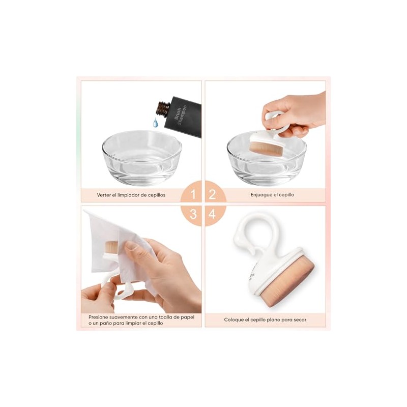 CHERIMOYA Brocha Quitapolvo Para Uñas Profesional Tapa Protectora-Blanco
