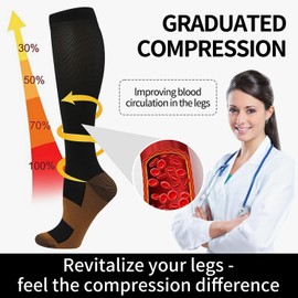 Compression Socks for Women Men Support Socks 15-20 mmhg knee high Compression Stockings 3 Pairs for Nurse (Small-Medium, Assorted C)