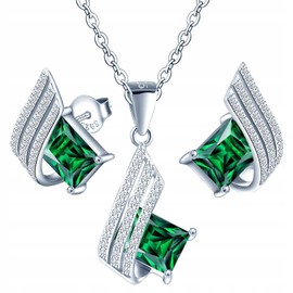 MŚ 1997 MENNICA ŚWIDNICKA 11 Colours Earrings 925 Silver with Necklace Women's Set – High Quality Austrian Crystals and Zircons – Jewellery Chain Women's Earrings Set with Necklace, Silver, Crystal