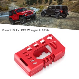 Car Keychain Protective Case Key Fob Cover CNC Aluminum Alloy Car Key Chain Case Holder Fit for JEEP JL 2018 (Red)