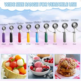 Hsei Ice Cream Scoop Cookie Scoops Portion Scoop Stainless Steel Ice Cream Scooper with Handle for Baking Food Cookie Dough Cupcake Batter(Many Color, 40mm to 78mm, 9 Pcs)
