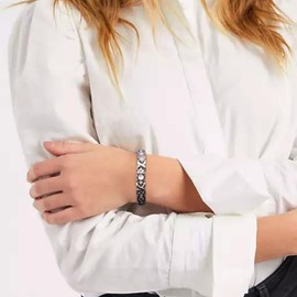 HyyMe Magnetic Bracelets for Women – Titanium Steel Bracelet with Ultra Strength Magnets & Sparkling Crystals for Women Stylish Jewelry (Silver)