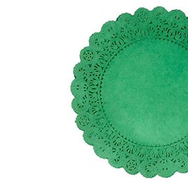 25 Pack - Quality Hand Dyed Kelly Green Paper Lace Doilies | Choose from 6", 8", 10”, 12" size | Stylish table decor as placemats, plate chargers for Weddings, Bridal Showers, Party Events (12 inches)
