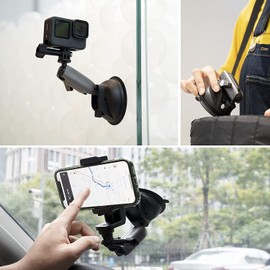 CAERUS Aluminum Alloy Suction Cup Mount for GoPro and Cell Phone 360° Rotation Heavy Duty with 1/4-20 Thread for GoPro Hero 11/10/9/Max, Insta360, Osmo Action 2, Action Camera