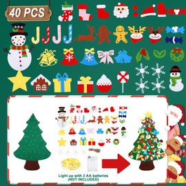 Felt Christmas Tree Children, Christmas Tree DIY 3.2 ft, Christmas Tree Felt Children, with Christmas Decoration Children Removable 40 Pieces, Christmas Tree Children, Felt Christmas Tree Children,