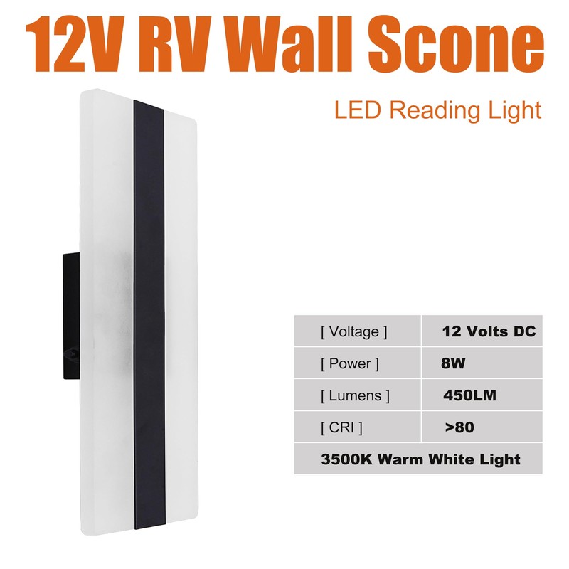 Facon 12V RV Vanity Wall Sconces with Switch - 2