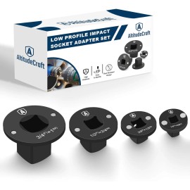 AltitudeCraft 2025 Low Profile Impact Socket Adapter Set 4PC Drive Ratchet Adapters for Tight