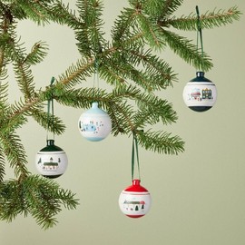 Winter Scene Ceramic Bulb Christmas Tree Ornaments (Set of 4) - Hearth & Hand™ with Magnolia