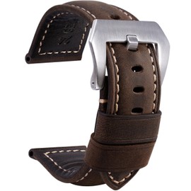 Niziruoup 26mm Leather Watch Bands for Men, Vintage Top Grain Leather Watch Strap Compatible with Panerai Watch Band, Genuine Leather Bracelet Watch Replacement Band, Dark Brown