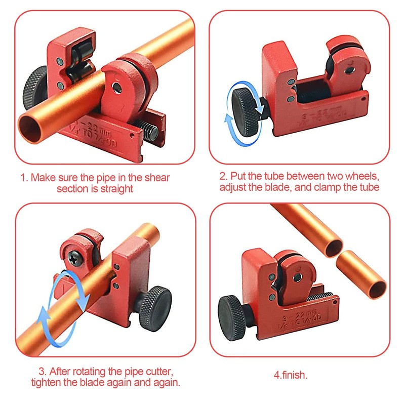 Mini Pipe Cutter, 3-22mm Adjustable Pipe Cutter Zinc Alloy Cutting