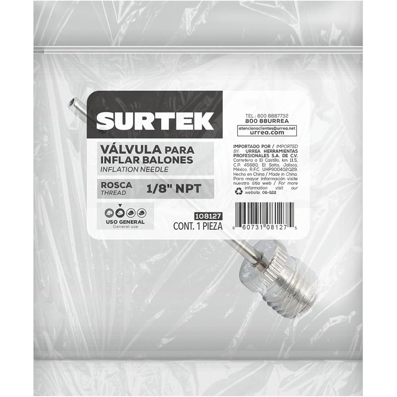 Surtek 108127 Válvula para Inflar Balones, 100 piezas