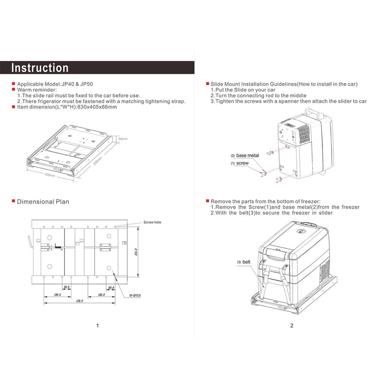 ICECO Slide Mount for JP30 JP40 JP50 Portable Refrigerator, Freezer