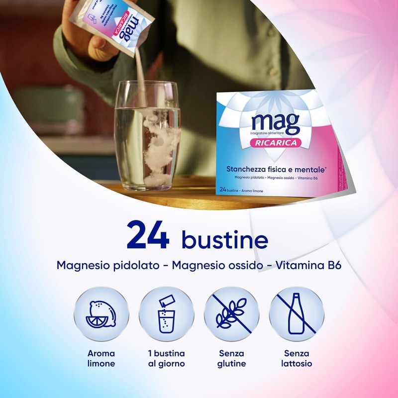 Mag Ricarica – Integratori per Adulti con Magnesio Pidolato, magnesio