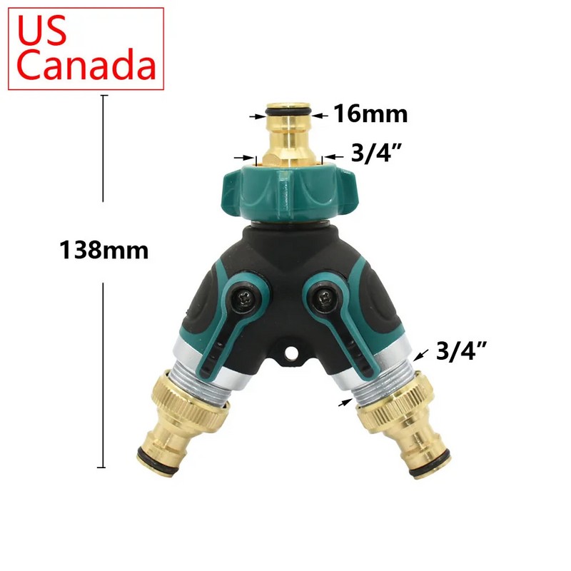 Water Control 2-Way Garden Hose Splitter for Outdoor Faucets –