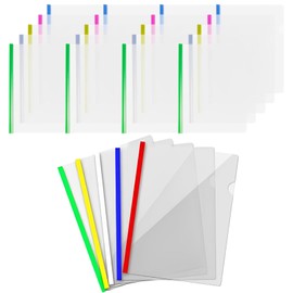 A4 Sliding Bar Binder, Regerly Pack of 20 Report Covers Folder Plastic A4 Sliding Bar Binder Sliding Bar File Folder Sliding Bar in 5 Colours for Classification School Office Documents Can 50 Sheets