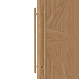 LVYIHAN Titanium Gold Round Barn Door Handles 12"/24"/36"/48"/59'', Pull Push Long French Door Handle Double Sided, Large Front Exterior Shower Door Pull Handles