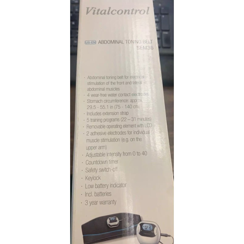 VitalControl SEM36: Abdominal Toning Belt EMS Abdominal Muscle Stimulation, Adj.