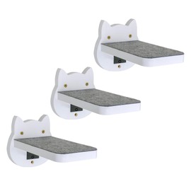 ESPETS White Painted Wooden Cat Wall Floating Steps Set of 3 - Wall Mounted Cat Floating Furniture Shelves and Perches, Sturdy Climber Stairs Ladders - Holds up 30lbs