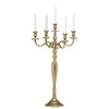 Hamptons Five Taper Candelabra Golden Metal, Traditional Glam, Hand Crafted,
