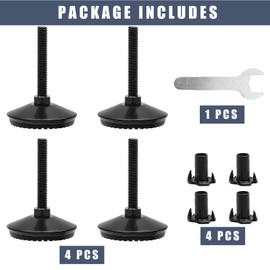 HARSKIYER 4pcs Furniture Levelers, M8 Leveling Feet Adjustable Leveling Feet Stable Furniture Levelers Heavy Duty Furniture Levelers for Tables, Sofa, Cabinets, Workbench (Black)