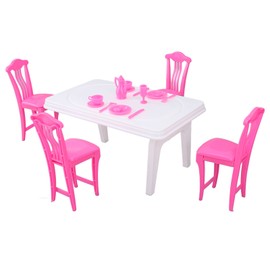 Dollhouse Dining Table Chair Set Simulation Innovative Decorative 1:16 Scale Miniature Dining Table Chair for Kids Type 2